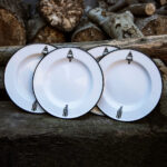 4 ENAMEL DINNER PLATES | ARROW