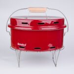 Grill emaliowany przenośny z pokrywką i rusztem - burgundowy - obrazek 7