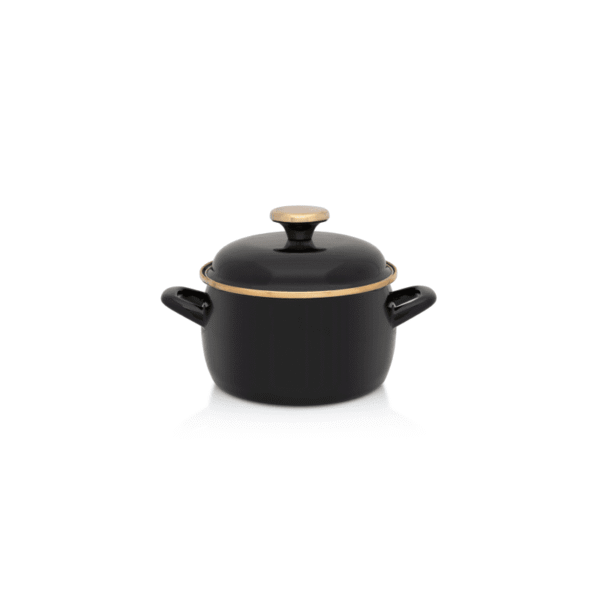 Garnek emaliowany z emaliowaną pokrywką 16 cm 2.2L, czarny, kolekcja Black