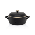 Niski garnek emaliowany 24 cm 5L, czarny, Black