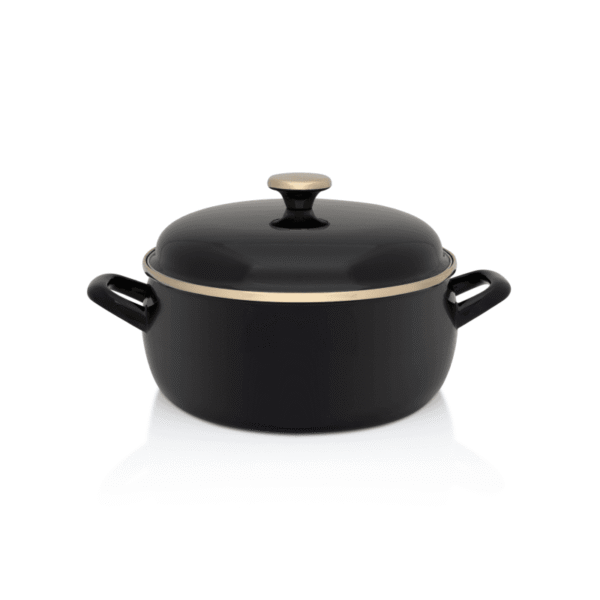Niski garnek emaliowany 24 cm 5L, czarny, Black