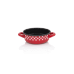 Miska emaliowana z uchwytami 16 cm 1.2L, czerwona, Dots on red