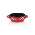 Miska emaliowana z uchwytami 18 cm 1.5L, czerwona, Dots on red
