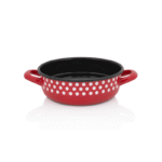 Miska emaliowana z uchwytami 20 cm 2.1L, czerwona, Dots on red