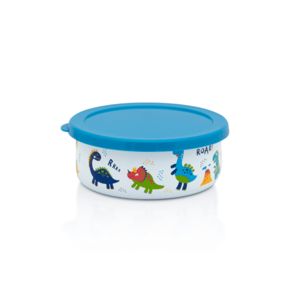 Pojemnik emaliowany z plastikową pokrywką, 14cm 0.75L, biały, Dino