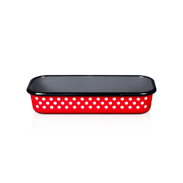 Klasyczna forma emaliowana do chleba 30 cm, czerwona, kolekcja Dots on Red