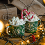 GREEN ENAMEL CHRISTMAS COFFEE MUGS SET | CHRISTMAS