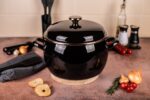Garnek emaliowany z emaliowaną pokrywką 24 cm 7.5L, czarny, kolekcja Black - obrazek 2