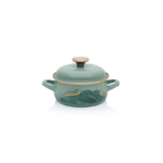 Niski garnek emaliowany z pokrywką 16 cm 1,5 l, miętowy, kolekcja Marble