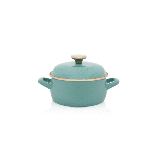 Niski garnek emaliowany z pokrywką 18 cm 2,4 l, miętowy, kolekcja Mint