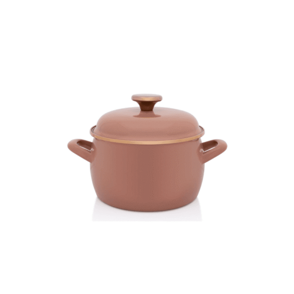 Garnek emaliowany z emaliowaną pokrywką 18 cm, 3,1 l, beżowy, kolekcja Mokka
