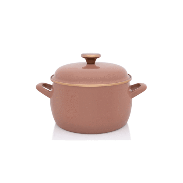 Garnek emaliowany z emaliowaną pokrywką 20 cm, 4,2 l, beżowy, kolekcja Mokka