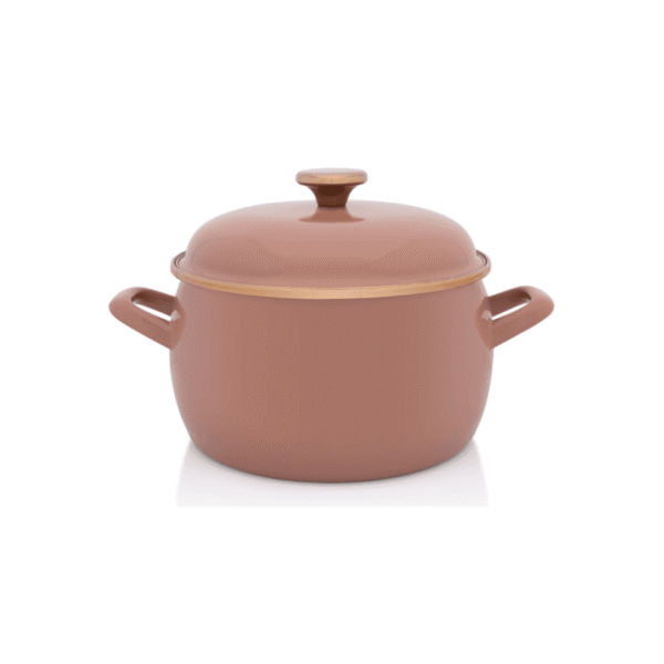 Garnek emaliowany z emaliowaną pokrywką 22 cm, 5,4 l, beżowy, kolekcja Mokka