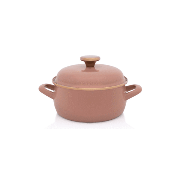 Niski garnek emaliowany z emaliowaną pokrywką 18 cm, 2,4 l, beżowy, kolekcja Mokka