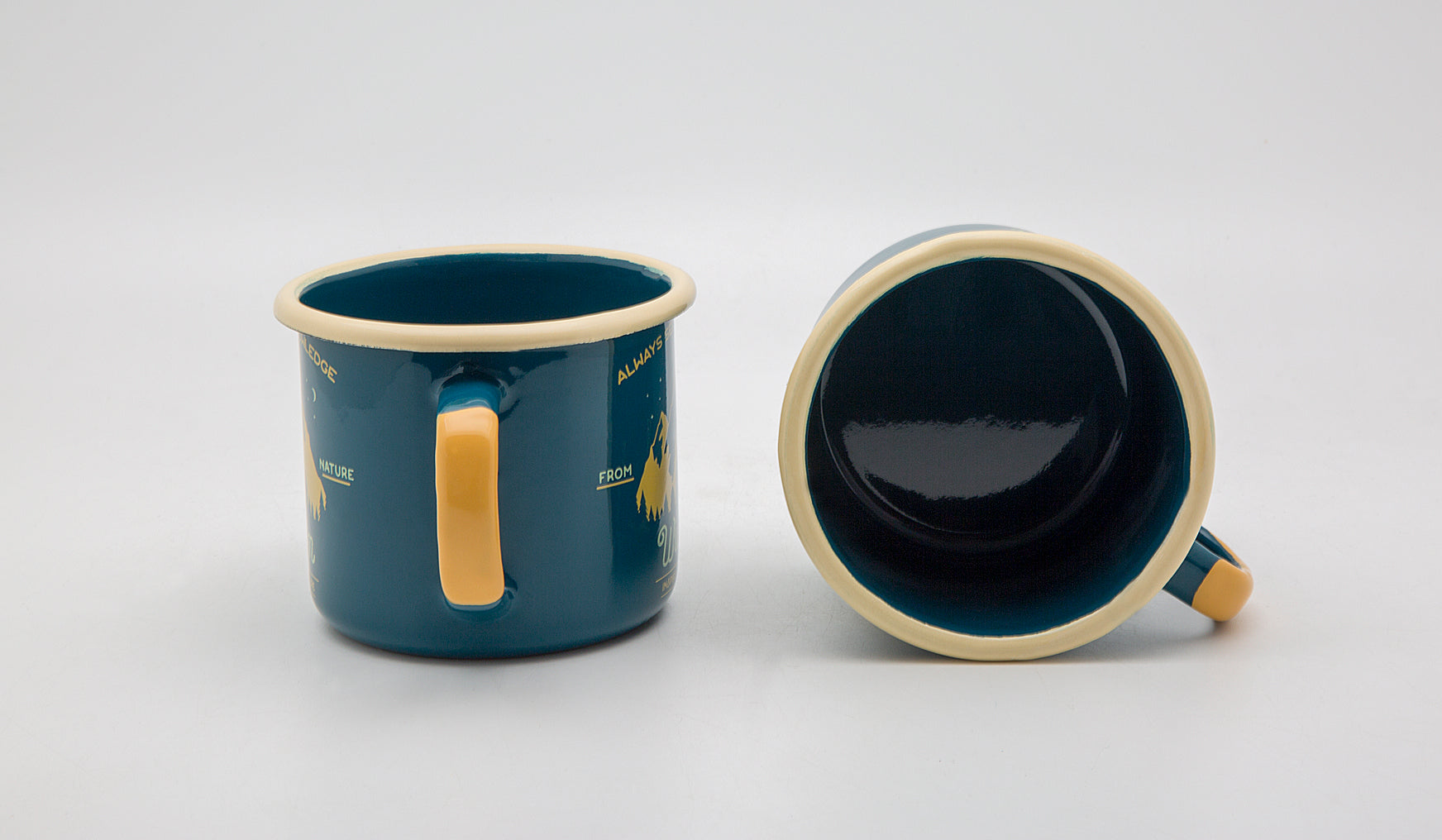 TEAL ENAMEL COFFEE MUG | WISDOM - obrazek 2