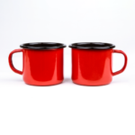 CORAL RED ENAMEL COFFEE MUG | PLAIN B. - obrazek 2