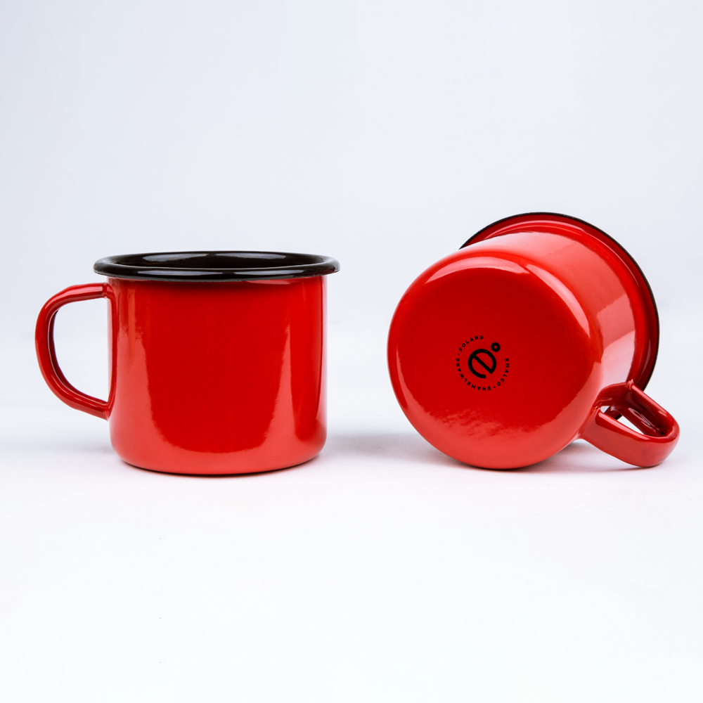 CORAL RED ENAMEL COFFEE MUG | PLAIN B. - obrazek 4