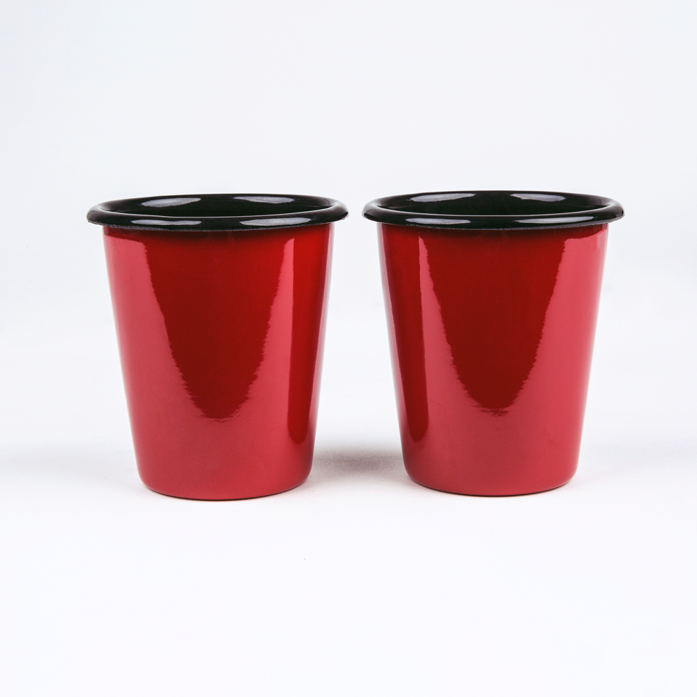 CORAL RED ENAMEL TUMBLER | PLAIN B. - obrazek 4