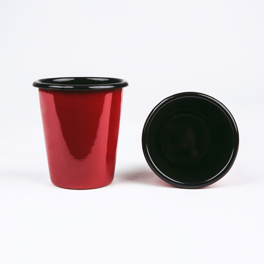 CORAL RED ENAMEL TUMBLER | PLAIN B. - obrazek 2