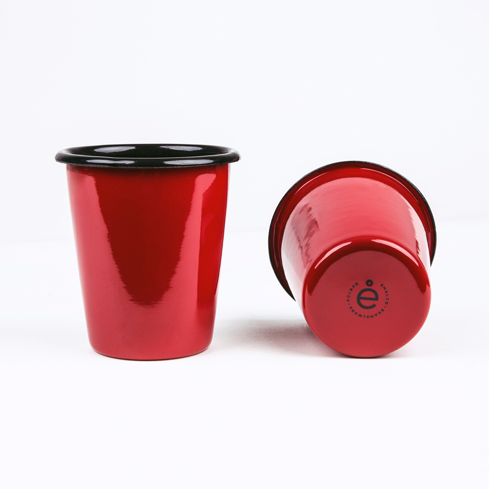 CORAL RED ENAMEL TUMBLER | PLAIN B. - obrazek 3