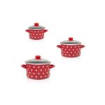 Zestaw garnków emaliowanych Dots on red - 1.5 l + 2 l + 3 l