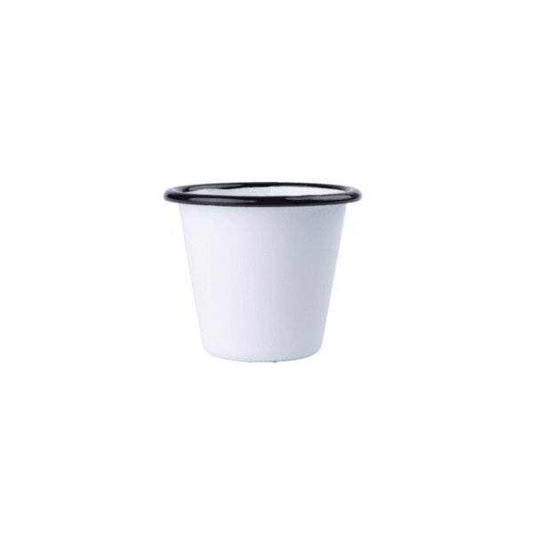Mały tumbler, kieliszek emaliowany 150 ml, biały