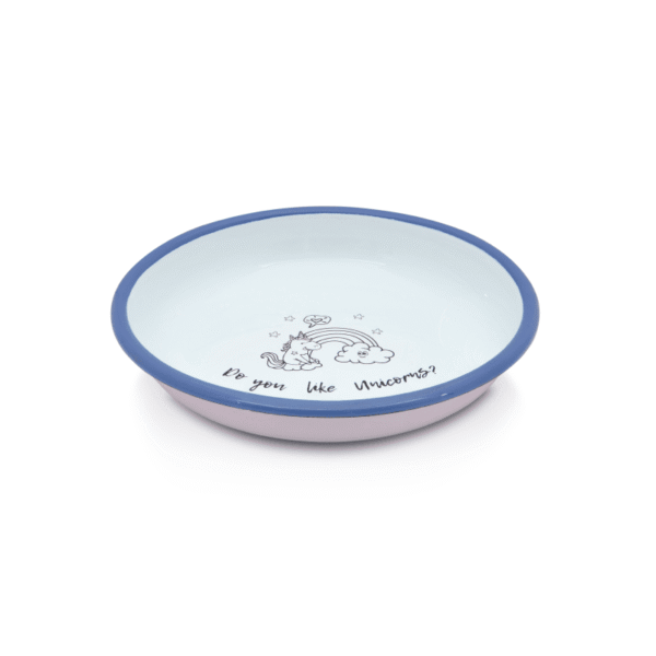Głęboki talerz emaliowany 18cm, różowy, Unicorns