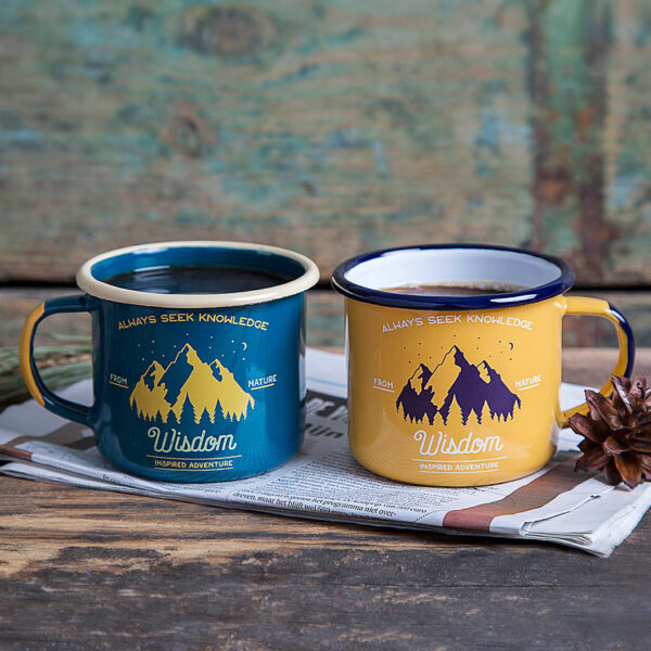 ENAMEL MUGS IN SET FOR TWO | WISDOM
