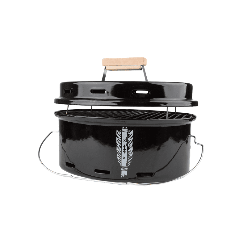 barbecue-arrow-black.png Grill emaliowany przenośny z pokrywką i rusztem - czarny Arrow - obrazek 1
