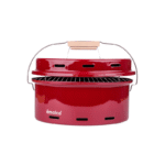 Grill emaliowany przenośny z pokrywką i rusztem - burgundowy