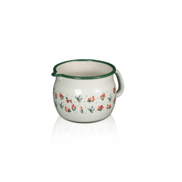 Klasyczny wypukły dzbanek z dzióbkiem 14 cm, 2 l, jasnokremowy, kolekcja Flowers