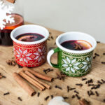 RED & GREEN ENAMEL CHRISTMAS COFFEE MUGS SET | CHRISTMAS