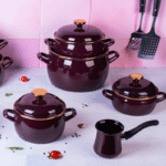 Zestaw niskich garnków emaliowanych Bordeaux - 1.5 l + 2.9 l + 5 l - obrazek 3