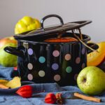 Garnek emaliowany 22 cm 5 l z pokrywką, czarny, Pastel Dots - obrazek 2