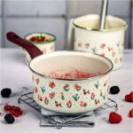 Rondel emaliowany 18 cm, 2 l, jasnokremowy, kolekcja Flowers - obrazek 2