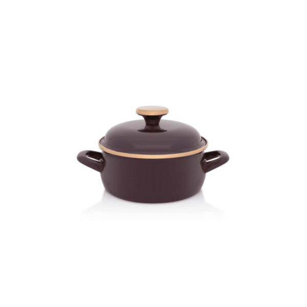 Niski garnek emaliowany 16 cm 1.5L, bordowy, Bordeaux