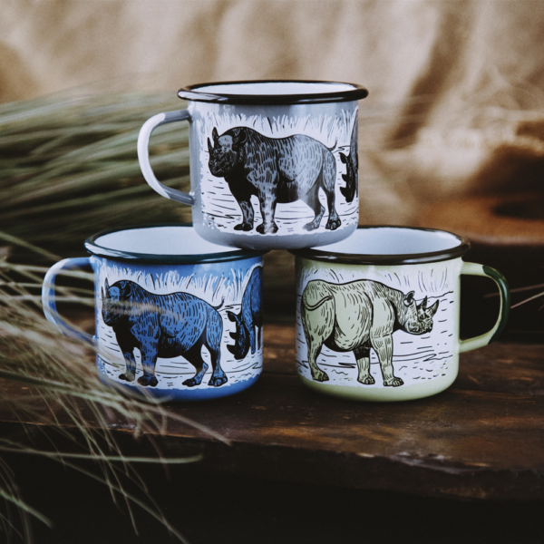 BLACK RHINO ENAMEL CAMPING MUG | THE BIG 5 OF AFRICA