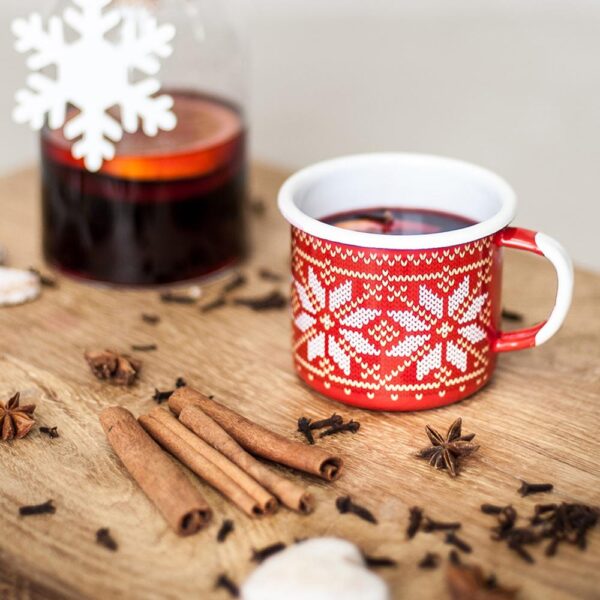 RED CHRISTMAS ENAMEL COFFEE MUG - 2ND CLASS | CHRISTMAS