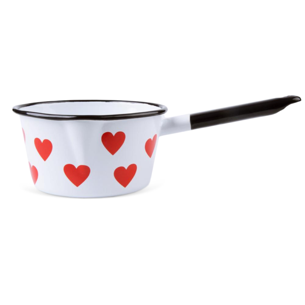 Rondel emaliowany 14 cm, 0,9 l, biały, kolekcja Love