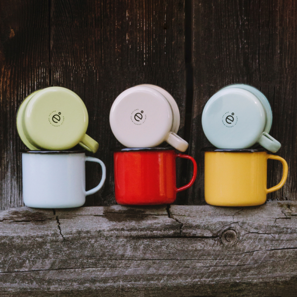 6 ENAMEL COFFEE MUGS SET | PLAIN B.