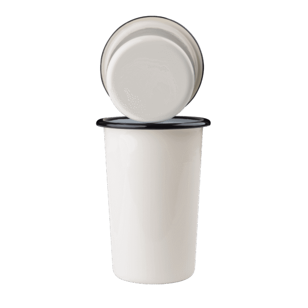 Wysoki tumbler, kubek stożkowy emaliowany 500 ml, kremowy