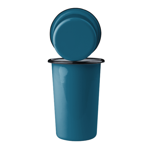 Wysoki tumbler, kubek stożkowy emaliowany 500 ml, morski