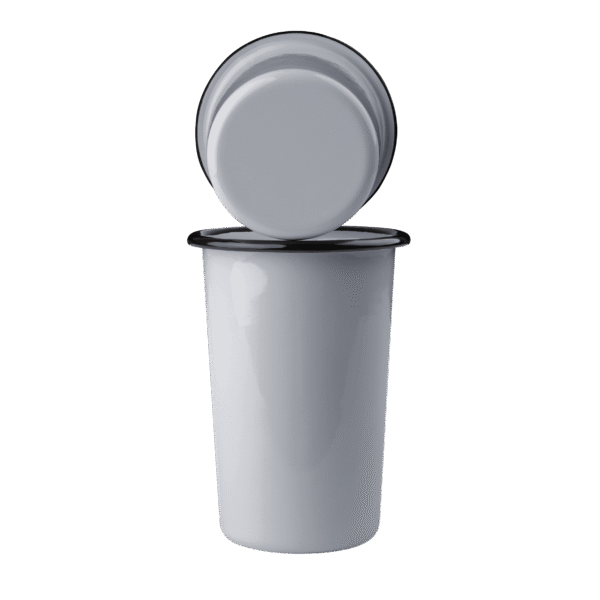Wysoki tumbler, kubek stożkowy emaliowany 500 ml, szary