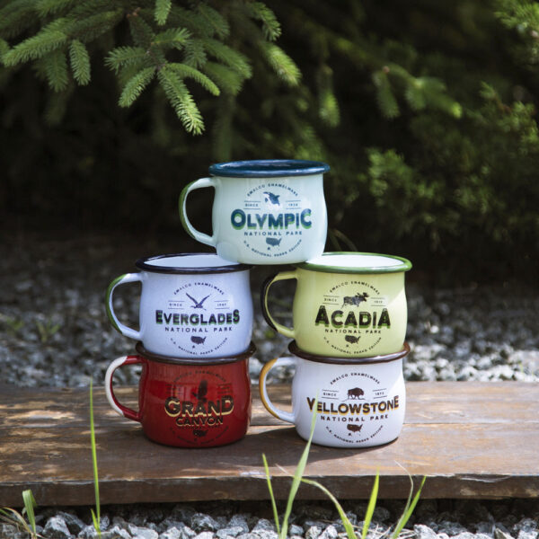 5 ENAMEL COFFEE MUGS SET | U.S. NATIONAL PARKS