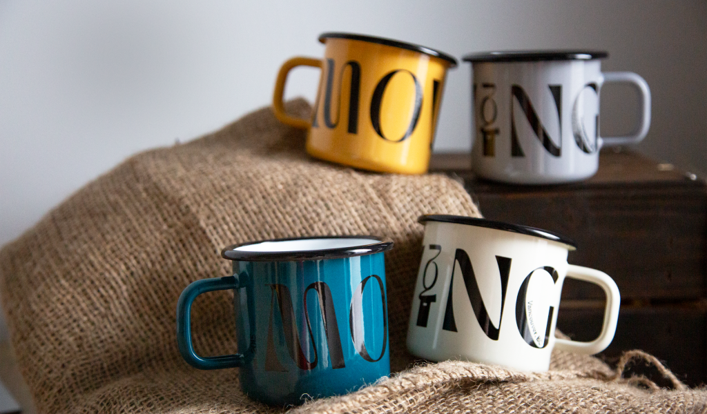 MOVING COFFEE - QUICK OFFER MUG - 8 cm - apricot, grey, light cream, teal - 1 (1)